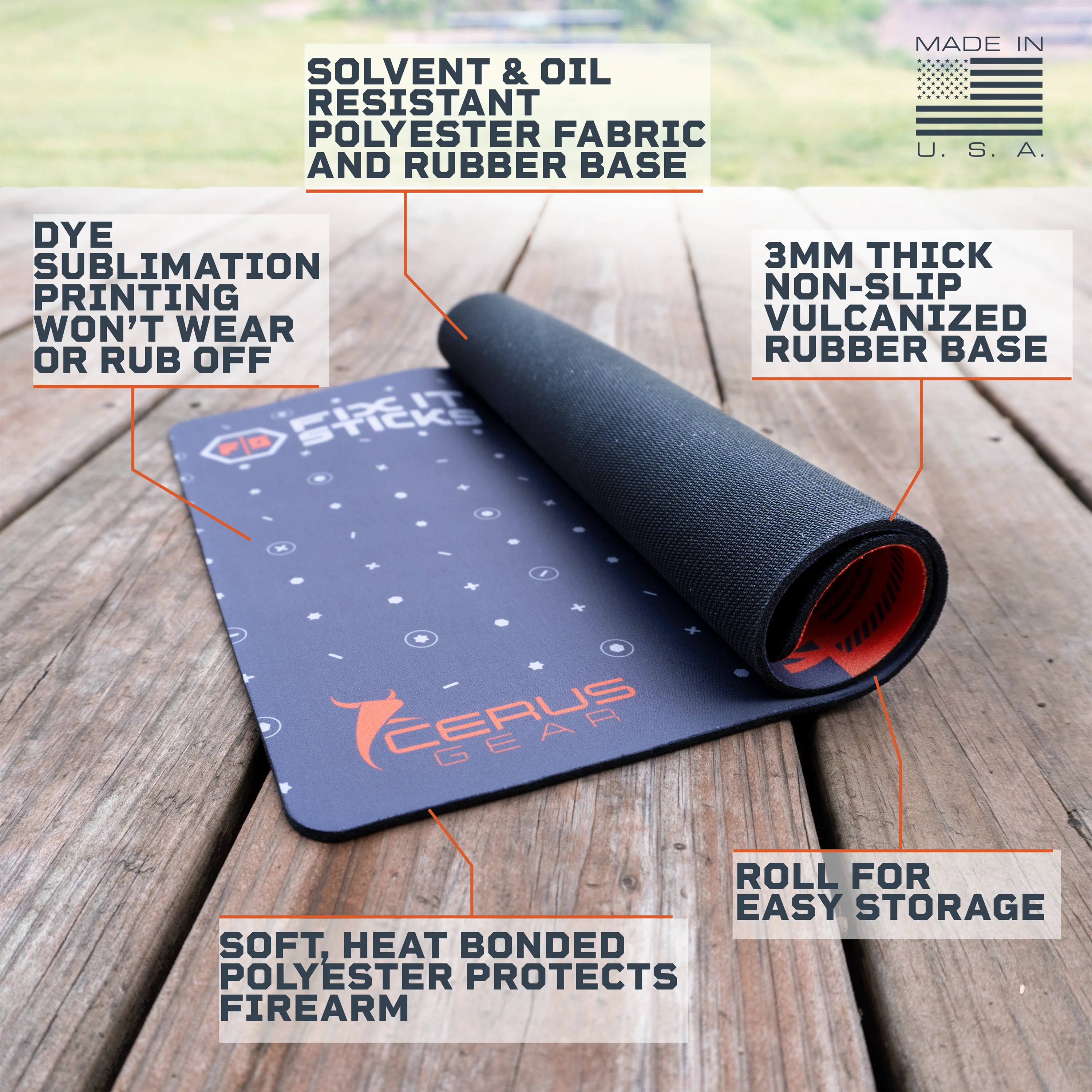 Fix It Sticks Rifle Maintenance Mat (12" x 36") by Cerus Gear - Image 3